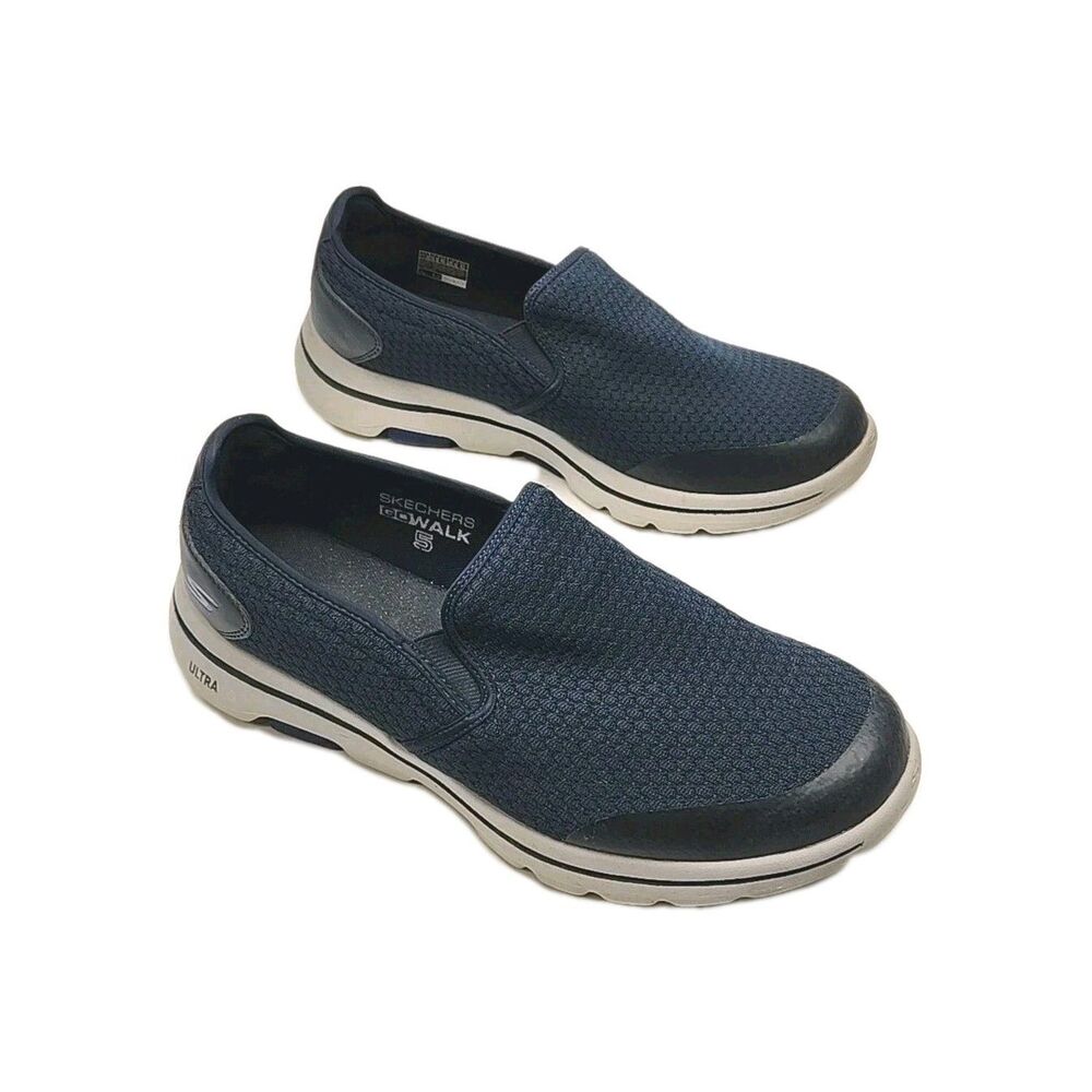 Skechers Sneaker Shoe Blue Go Walk 5 Ultra Women Sz 11.5 Wide Fit Air Cool Goga